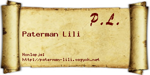 Paterman Lili névjegykártya